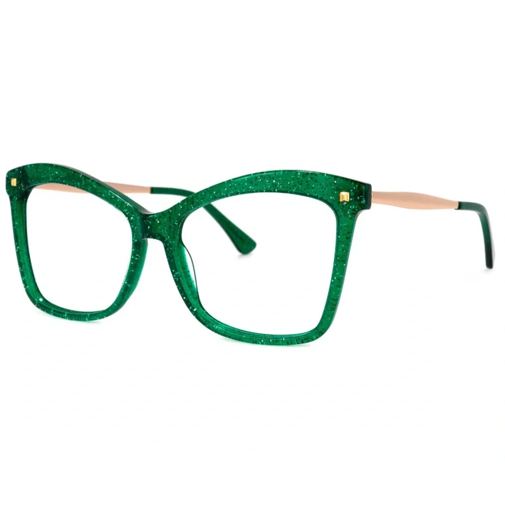 Zelool Prescription-5.00 Glitter Gold & Kelly Green Large Frame Fashion … - Picture 3 of 13